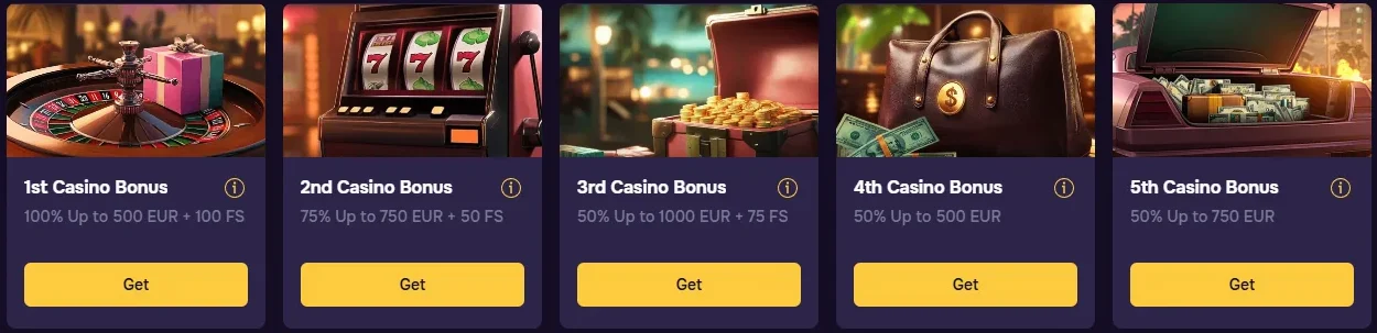 Welkomstbonus pakket met munten en free spins